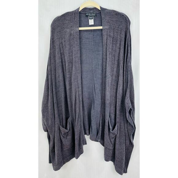 Barefoot Dreams CozyChic Weekend Wrap Cardigan – Dark Gray – One Size - Picture 2 of 5
